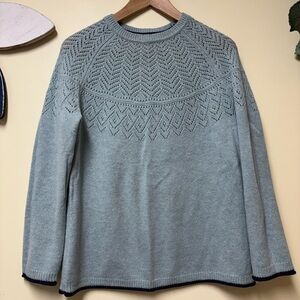 Tabitha Webb Lambswool Fair Isle Sweater Light Blue & Navy - Large